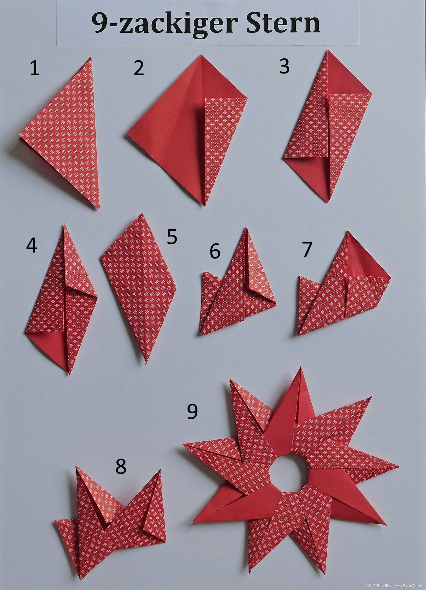 Sonne Oder 9-Zackiger Stern (Mit Bildern) | Origami Stern bei Sterne Falten Anleitung Kostenlos