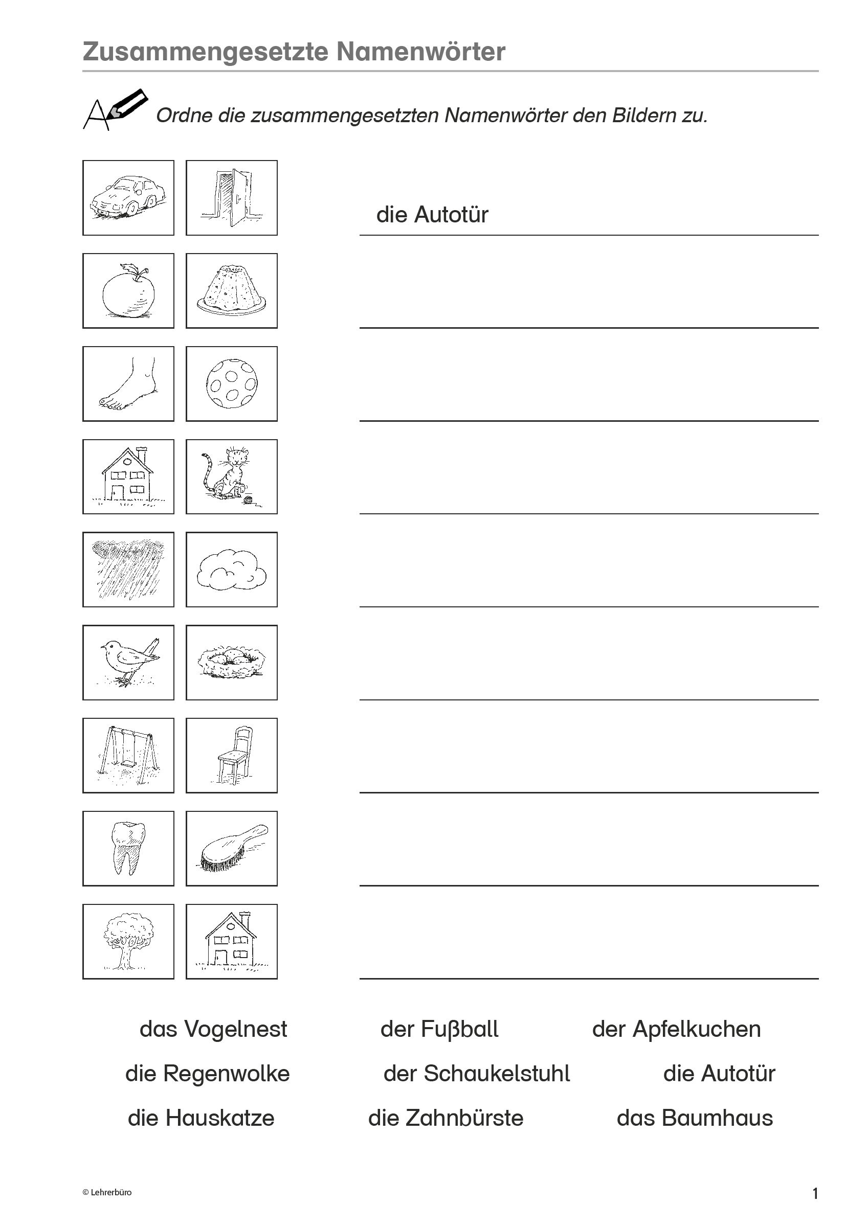 Sopäd Unterrichtsmaterial Deutsch Grammatik Zusammengesetzte innen Zusammengesetzte Substantive Klasse 3