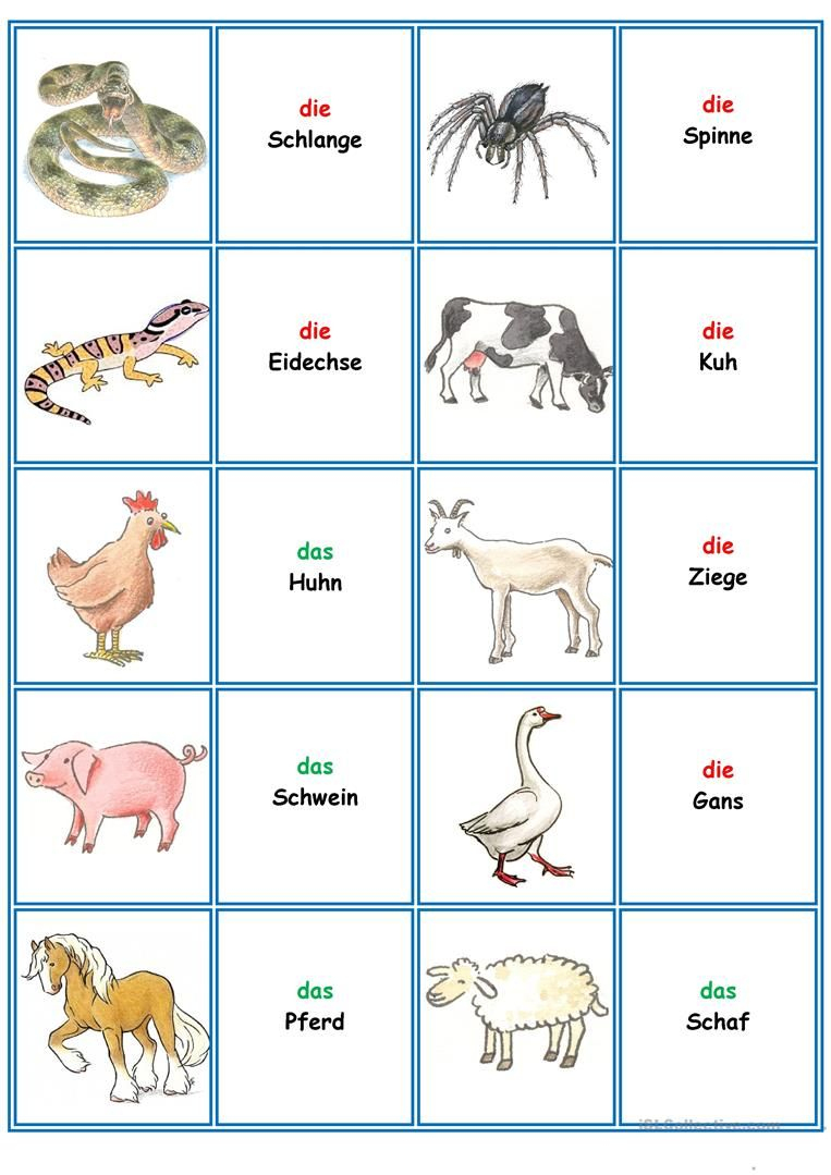 Spiele Im Deutschunterricht: Memory - Die Tiere (Mit Bildern innen Memory Zum Ausdrucken