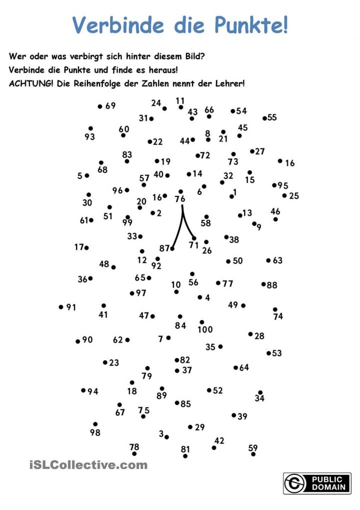 Spiele Im Deutschunterricht: Verbinde Die Punkte - Zahlen 1 bestimmt für Malen Nach Zahlen Kostenlos Punkte Verbinden