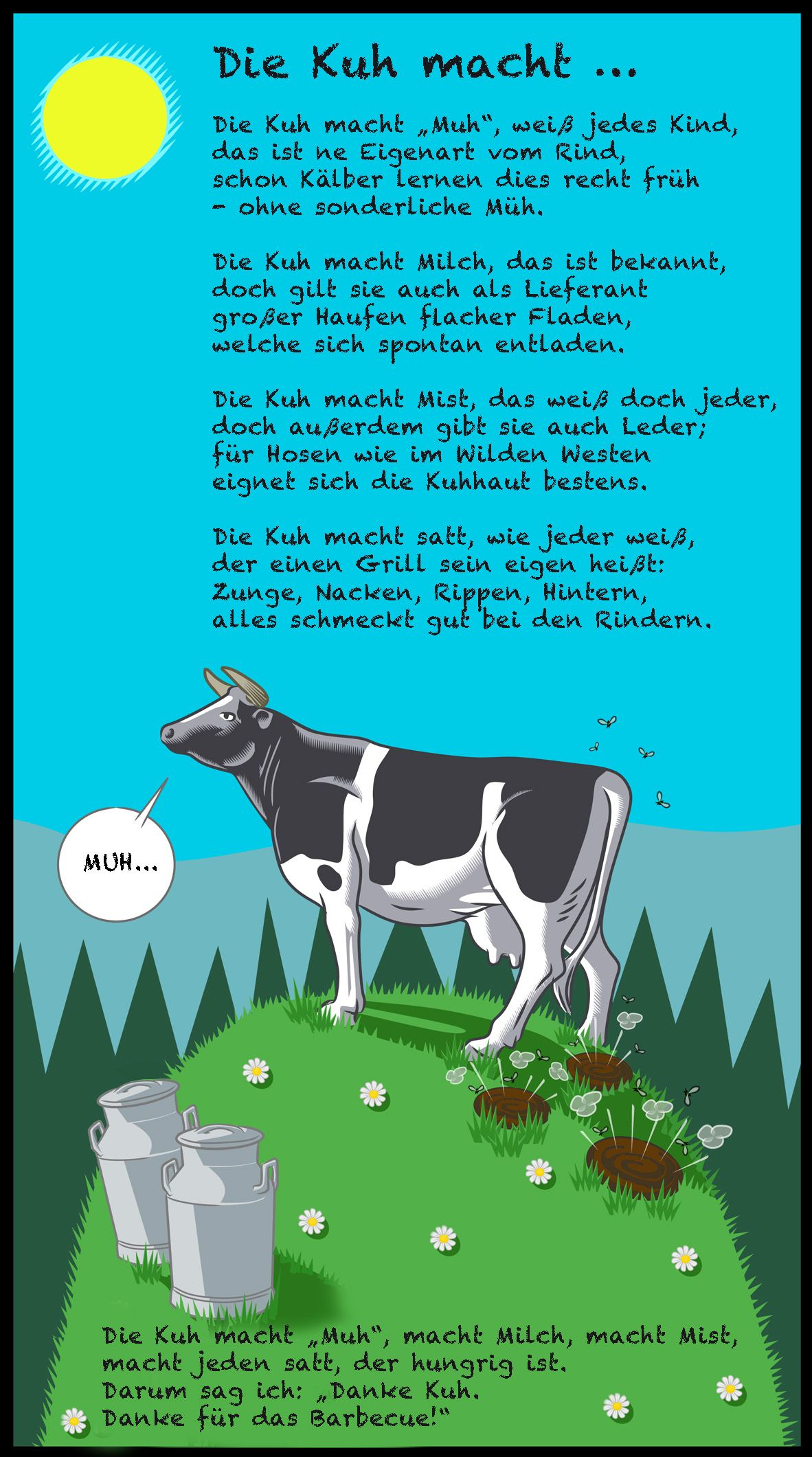 Sprüche | Lustige Sprüche &amp; Reime | Reimix | Kuh, Kuh bei Bauernhof Geschichten Zum Ausdrucken