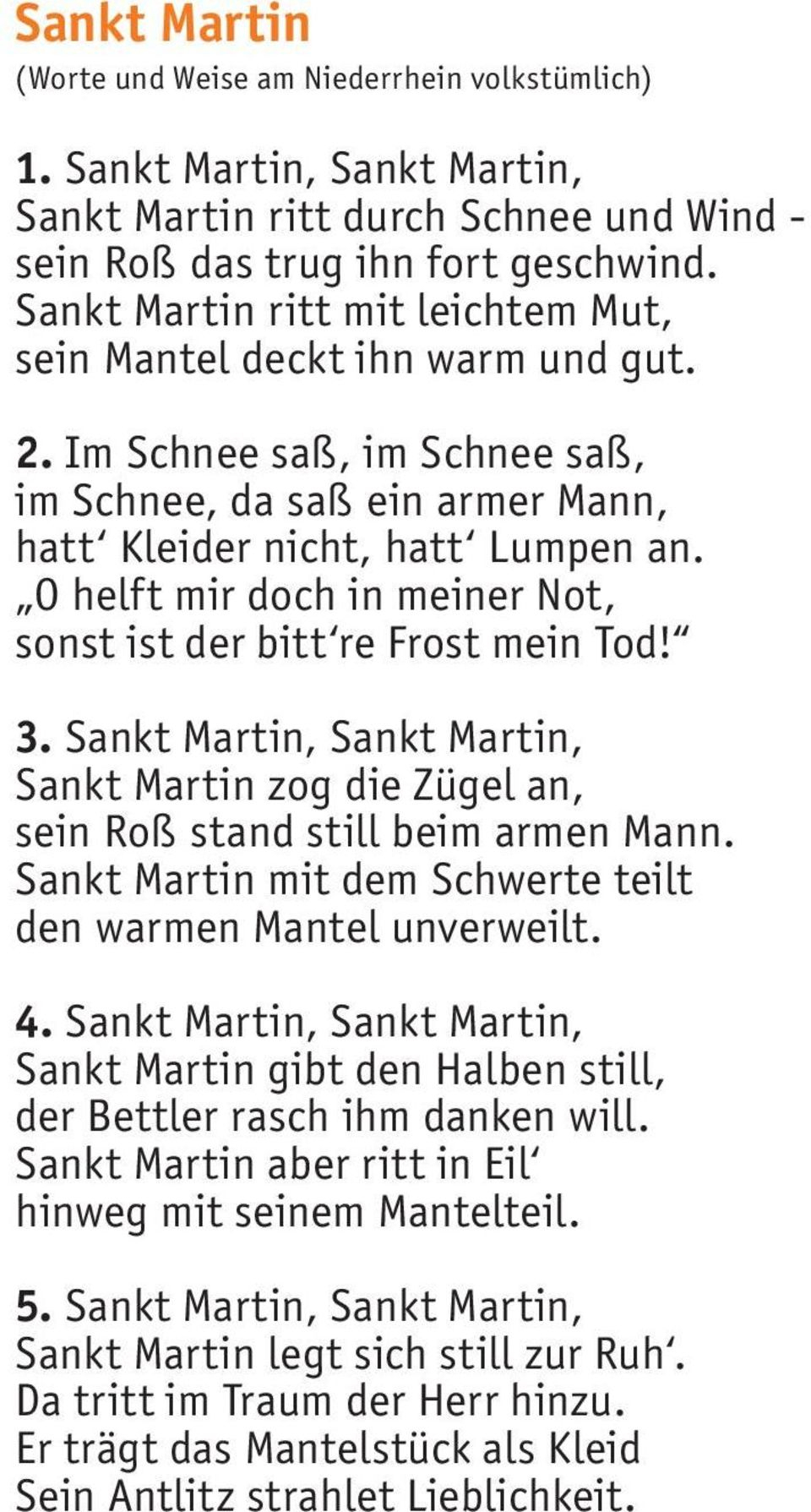 St. Martin Liederheft - Pdf Free Download über Sankt Martin Ritt Durch Schnee Und Wind Text