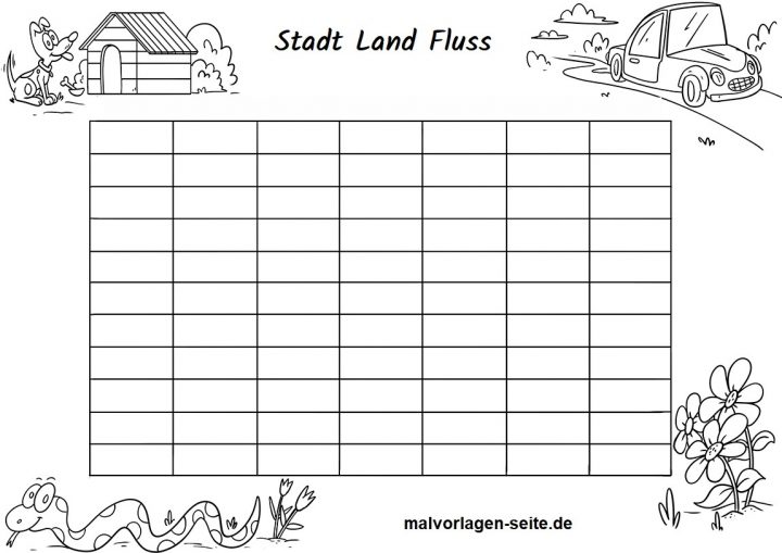 Stadt, Land Fluss Bogen / Vorlage Zum Ausdrucken innen Stadt Land Fluss Vorlagen Zum Ausdrucken