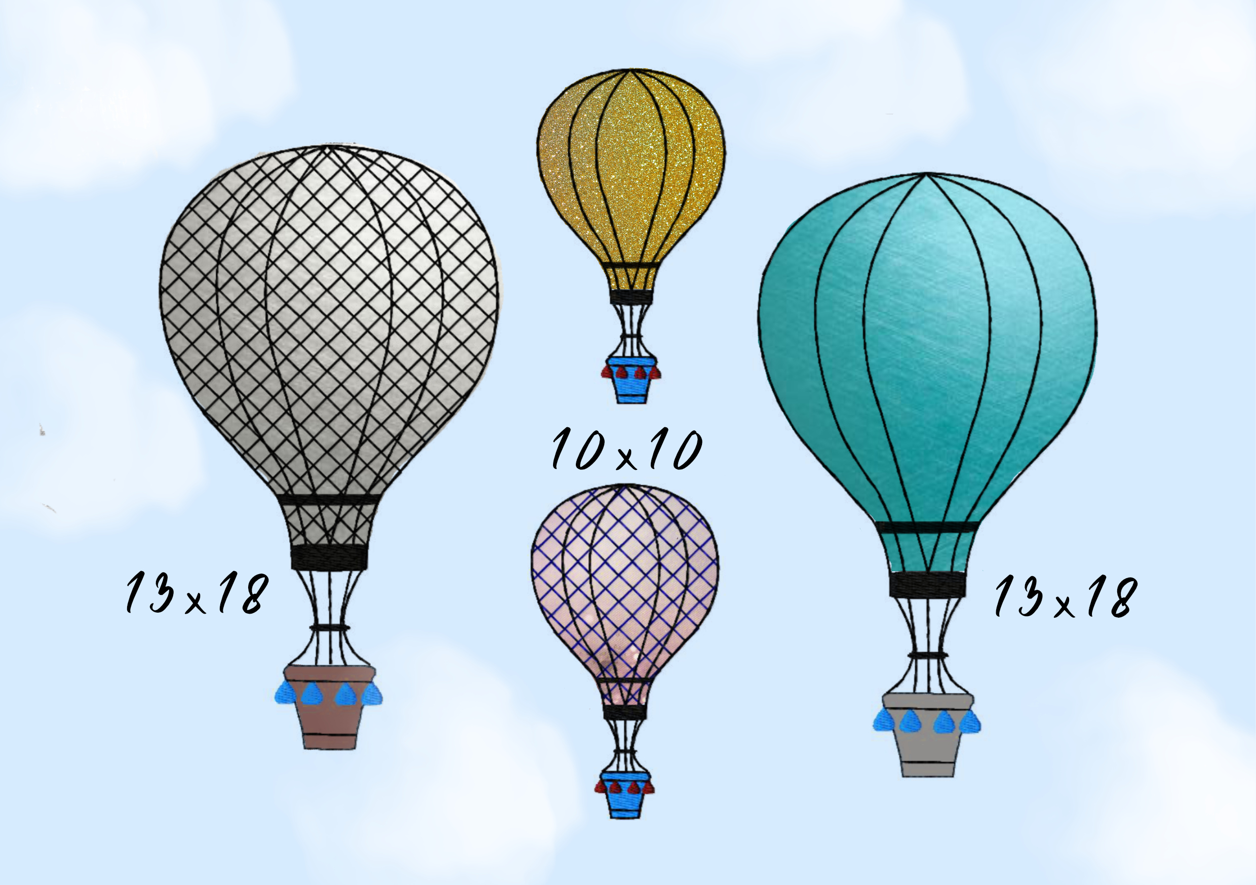 Stickdatei Heißluftballon 2 Größen Und Varianten für Wie Funktioniert Ein Heißluftballon