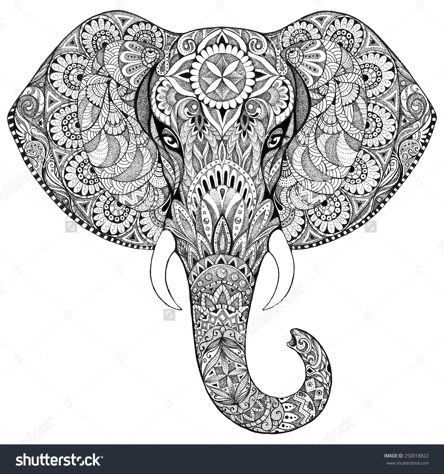 Stock-Photo-Beautiful-Hand-Painted-Elephant-With-Ornament bei Zeichnungen Vorlagen Elefanten