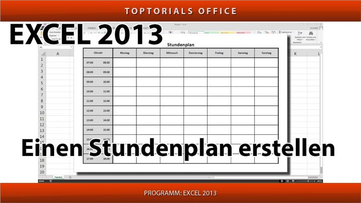 Stundenplan / Tagesplan Erstellen (Excel) - Toptorials über Stundenplan Erstellen Und Ausdrucken