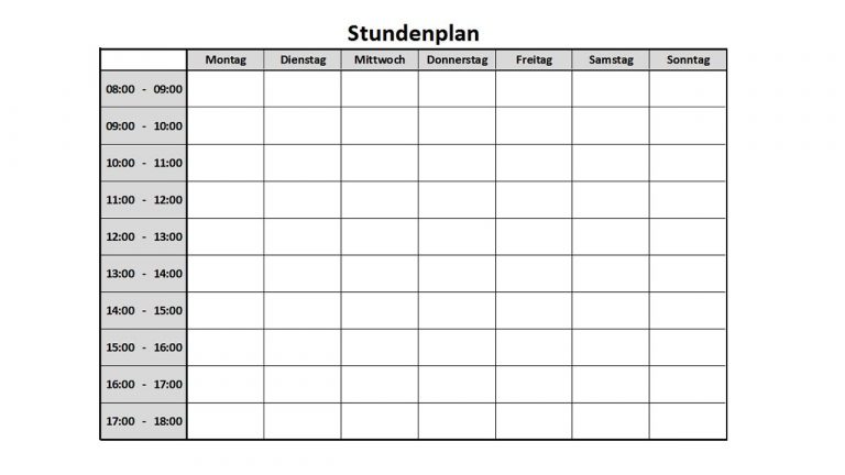 Stundenplan Tagesplan Zum Ausdrucken In Excel (Tutorial Für Anfänger