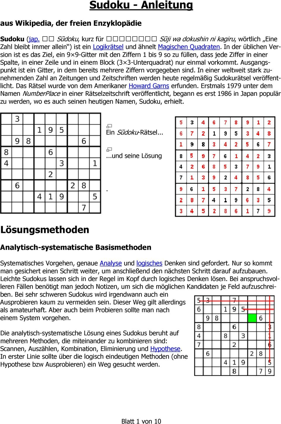 Sudoku - Anleitung. Und Seine Lösung - Pdf Kostenfreier über Sudoku Sehr Schwierig