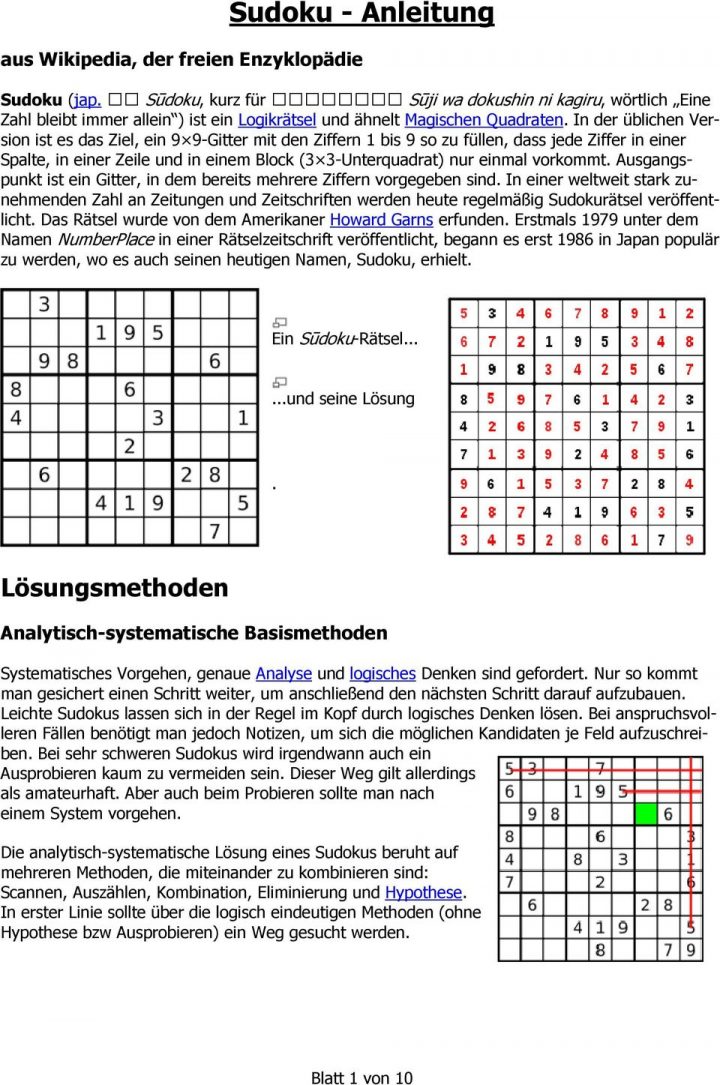 Sudoku - Anleitung. Und Seine Lösung - Pdf Kostenfreier verwandt mit Sudoku Anleitung