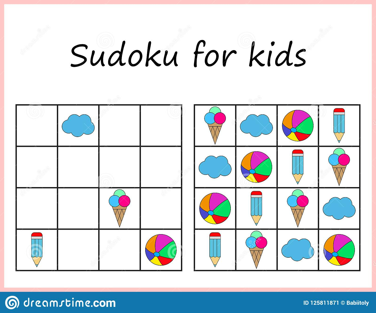 Sudoku Für Kinder Spiel Für Vorschulkinder, Ausbildungslogik bestimmt für Kindersudoku