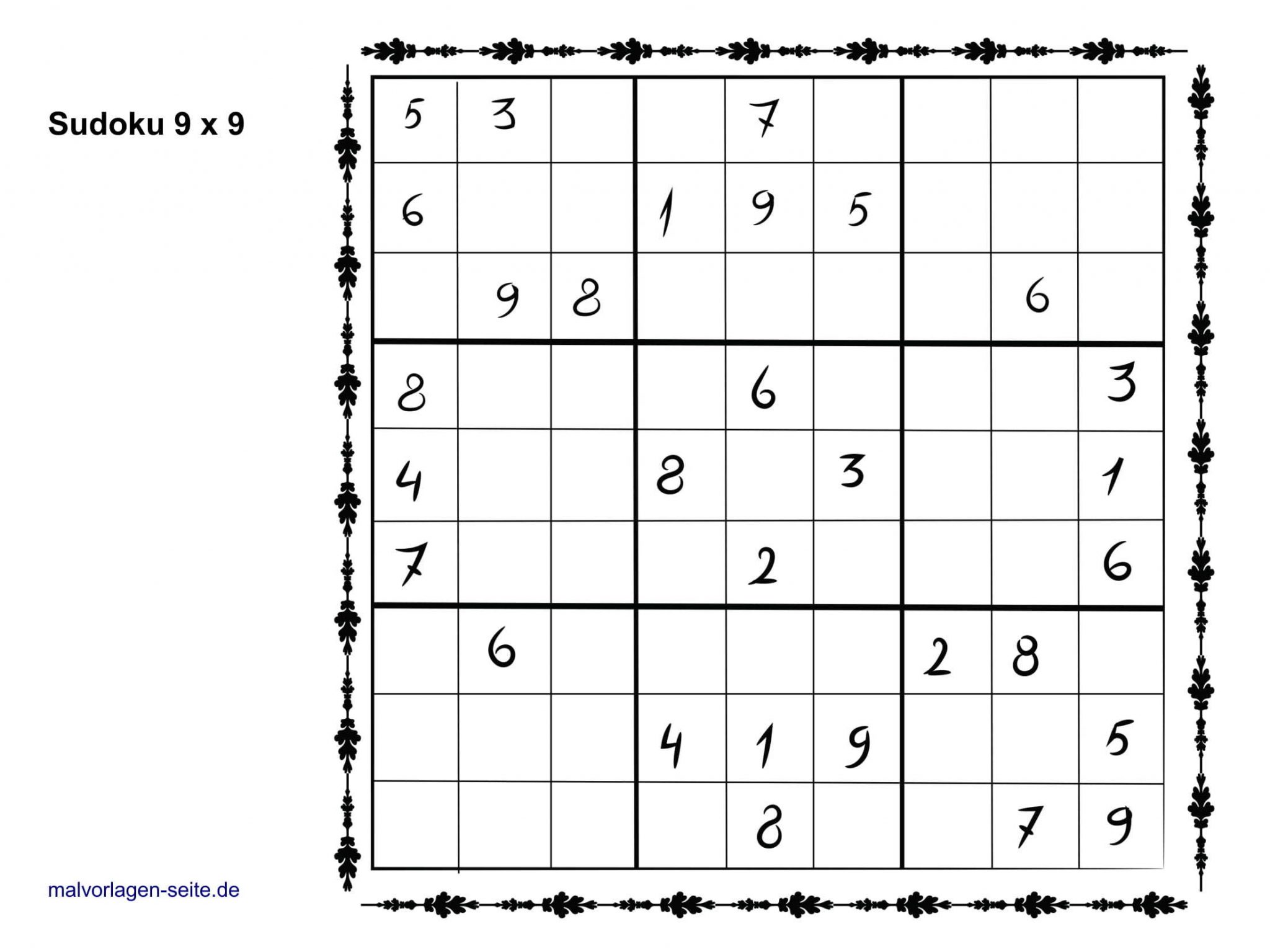 Sudoku Vorlagen 9X9 Einfach - Sudoku Vorlagen Kostenlos bei Sudoku