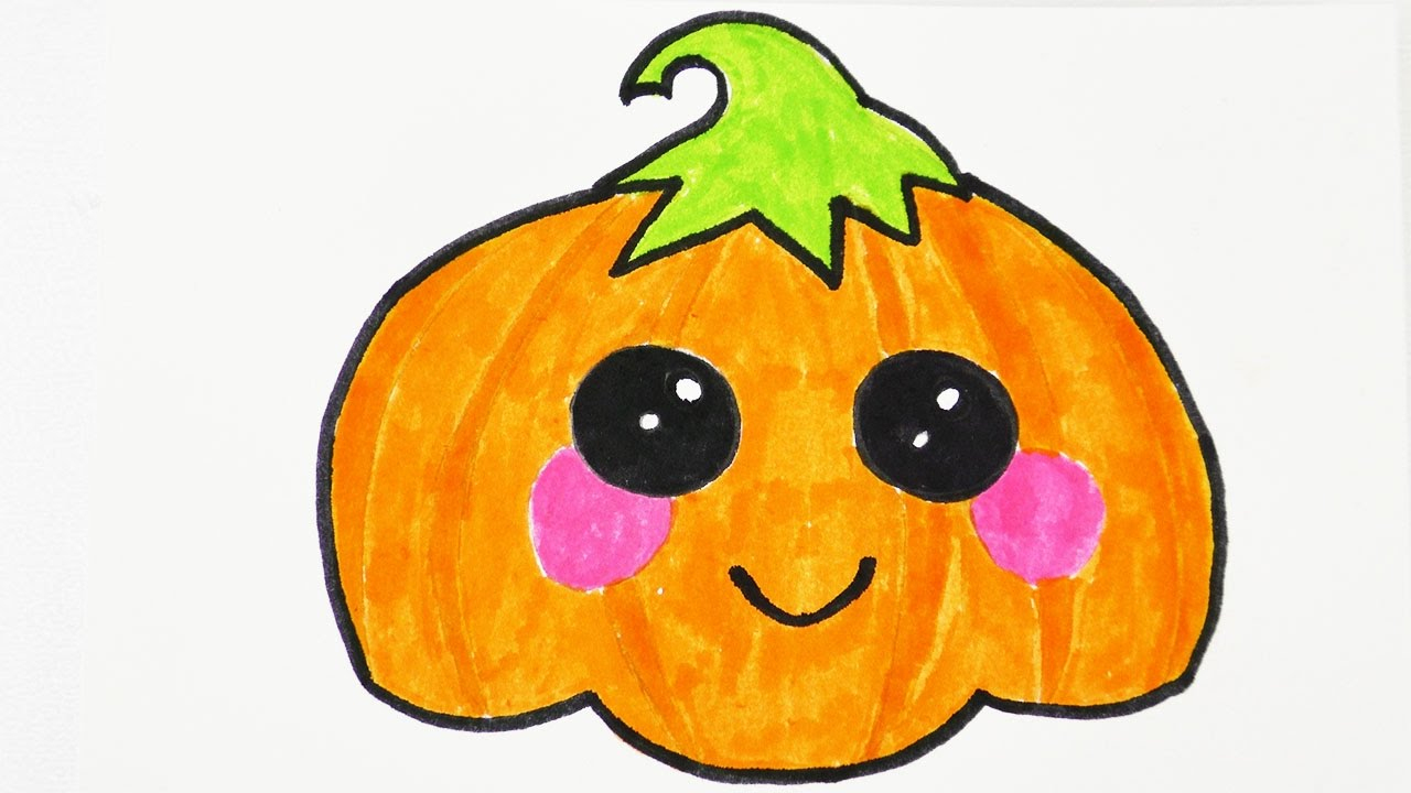 Süßen Kawaii Halloween Kürbis Zeichnen | Einladungen Und Geburtstagskarten  Verschönern für Kürbis Malen