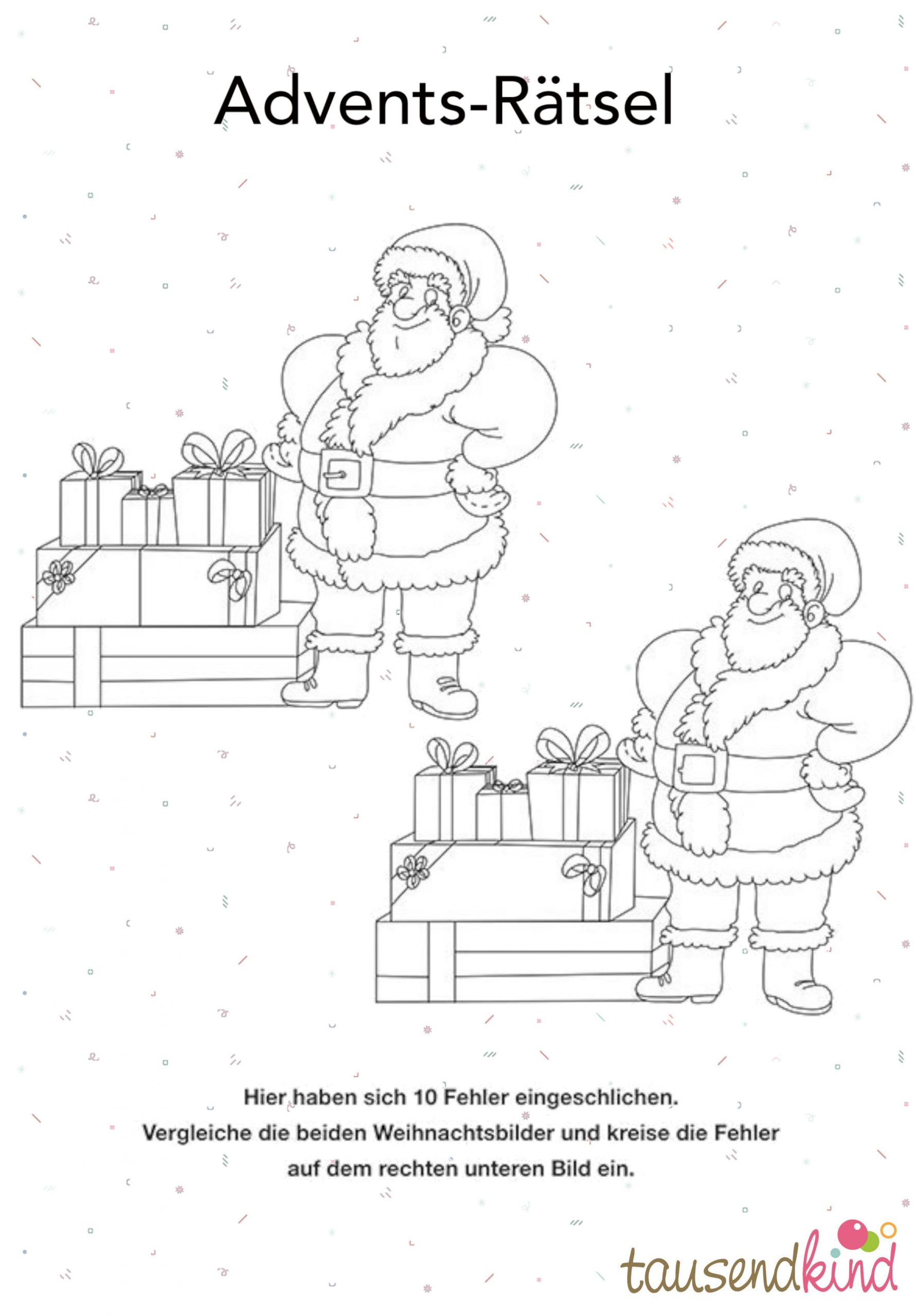 Tausendkind Rätsel Zum 3. Advent - Jetzt Ausdrucken! bestimmt für Kinderrätsel Weihnachten