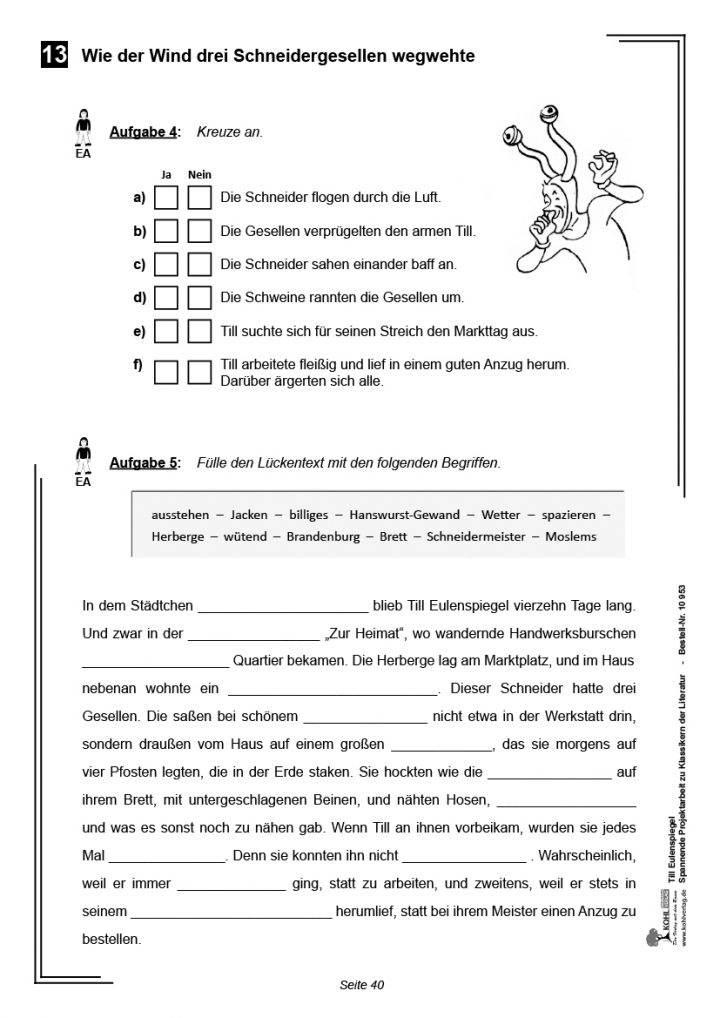 Till Eulenspiegel - Spannende Projektarbeit Mit Klassikern innen Till Eulenspiegel Unterrichtsmaterial