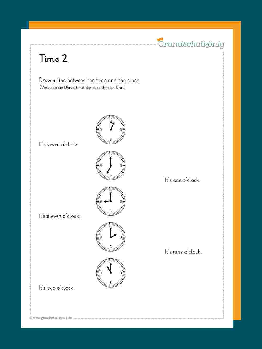 Time / Uhrzeit mit Uhrzeit Lernen Arbeitsblätter Kostenlos