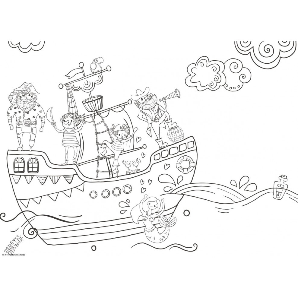 Tischset | Platzset - Piratenschiff - Aus Papier bei Piratenschiff Zum Ausmalen