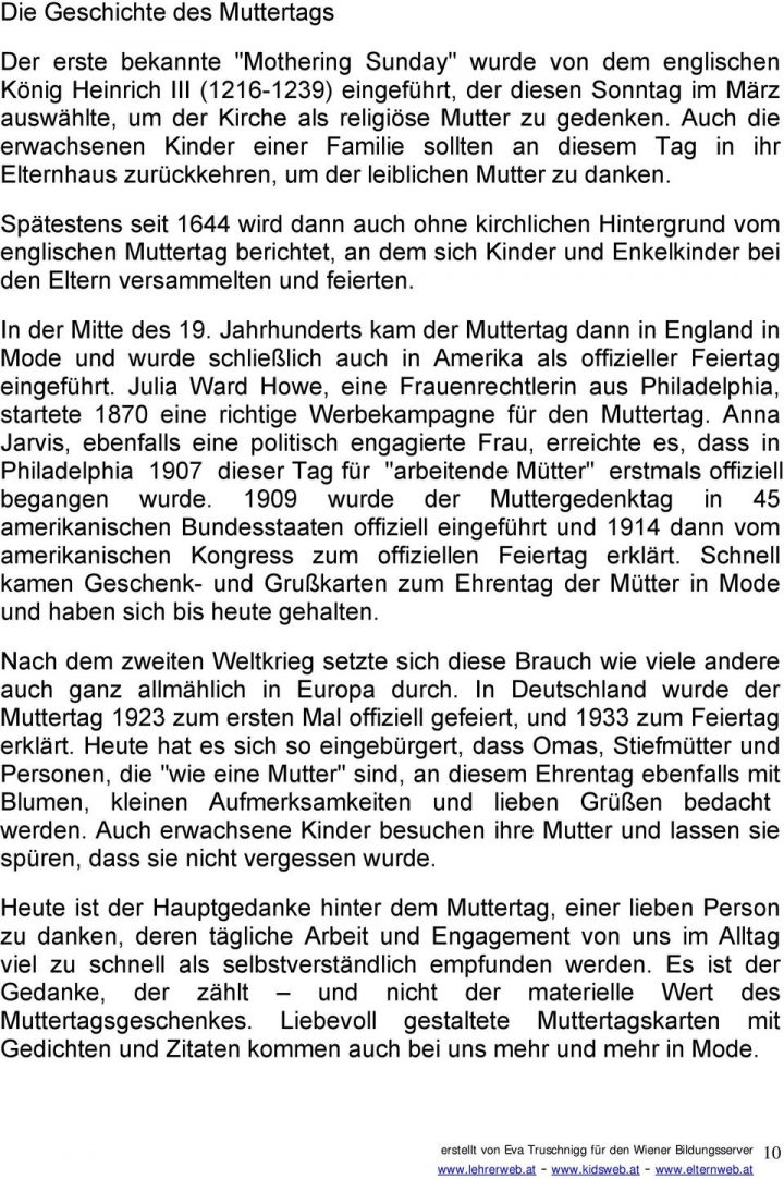 Überlegungen Zur Durchführung. Ich Gab Den Kindern Zum verwandt mit Geschichte Zum Muttertag Kindergarten