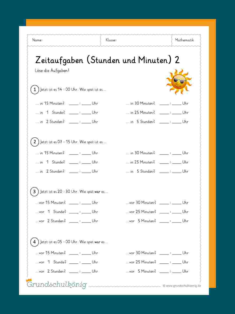 Uhrzeit Lernen / Zeitangaben mit Deutsch Lernen Arbeitsblätter Ausdrucken