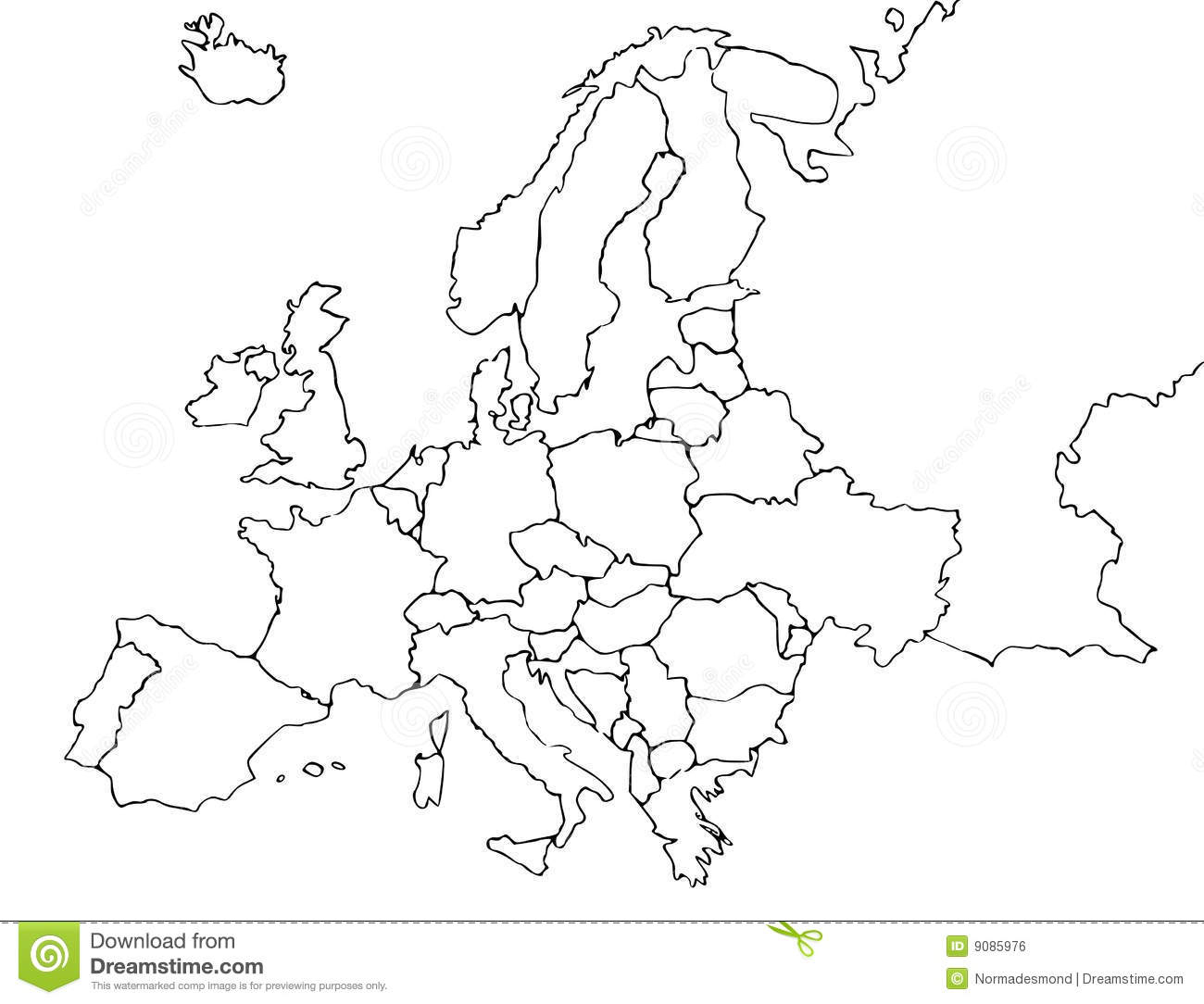 Unbelegte Europa-Karte Stock Abbildung. Illustration Von innen