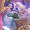 Unicorn And Maiden At Stone Archway Under Moon. | Fantasie bei Elfen Und Einhörner