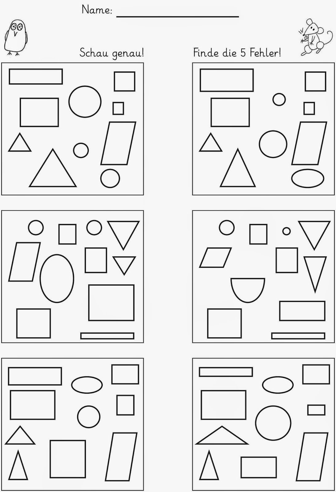 Unterschiede Finden (Mit Bildern) | Lernen, Arbeitsblätter mit Formen Im Kindergarten Arbeitsblätter