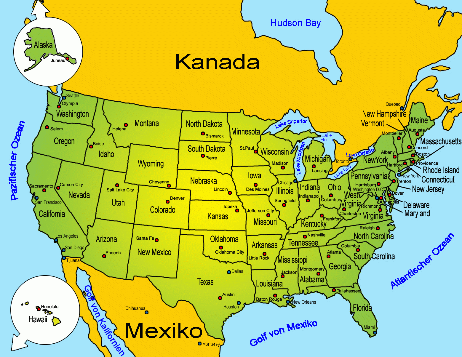 Usa: Landkarte | Länder | Usa | Goruma verwandt mit Nordamerika Karte Mit Staaten Städte