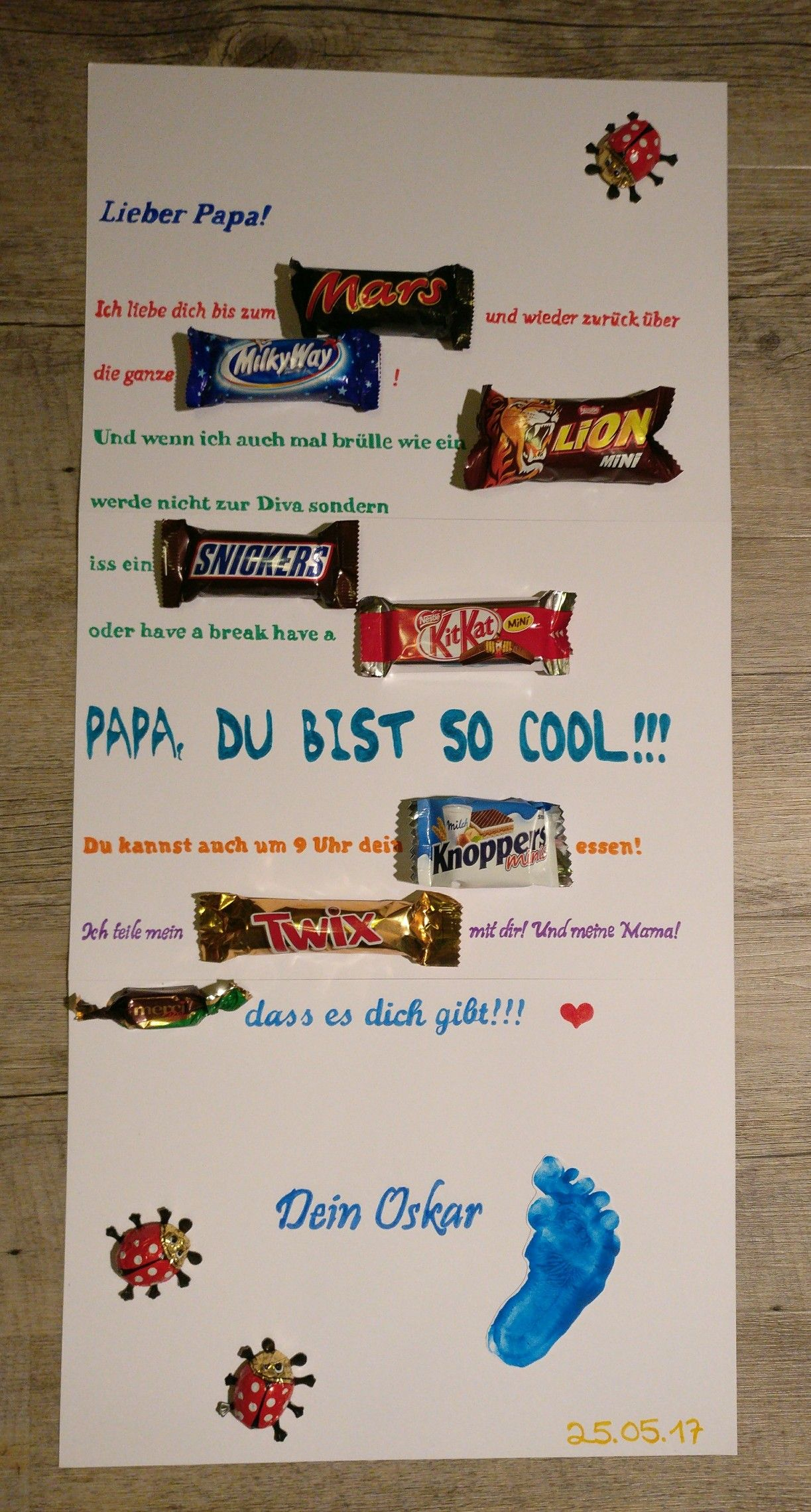 Vatertag Mars Milky Way Lion Snickers Kit Kat Knoppers Twix mit Weihnachtsgeschenk Für Papa Selber Machen