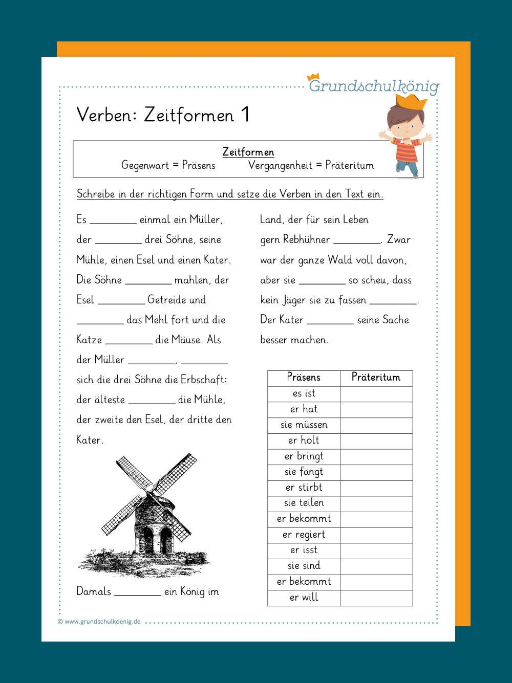 Verben Und Zeitformen verwandt mit Deutsch 4 Klasse Arbeitsblätter Zeitformen