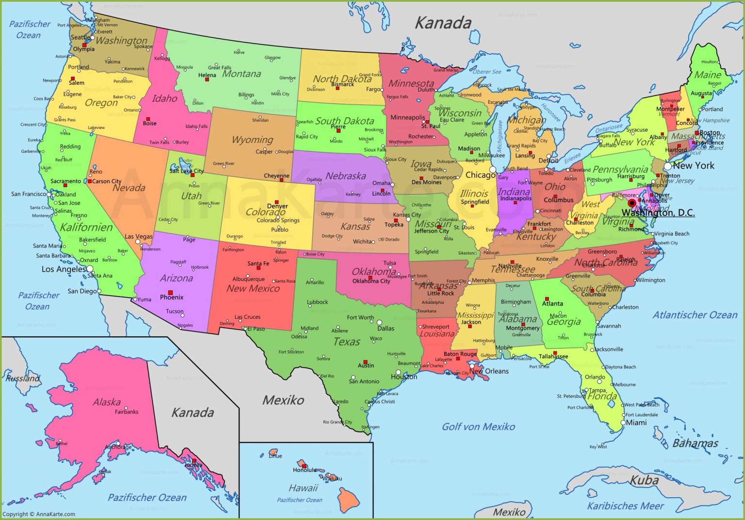 Vereinigte Staaten Karte | Usa Landkarte – Annakarte über Nordamerika