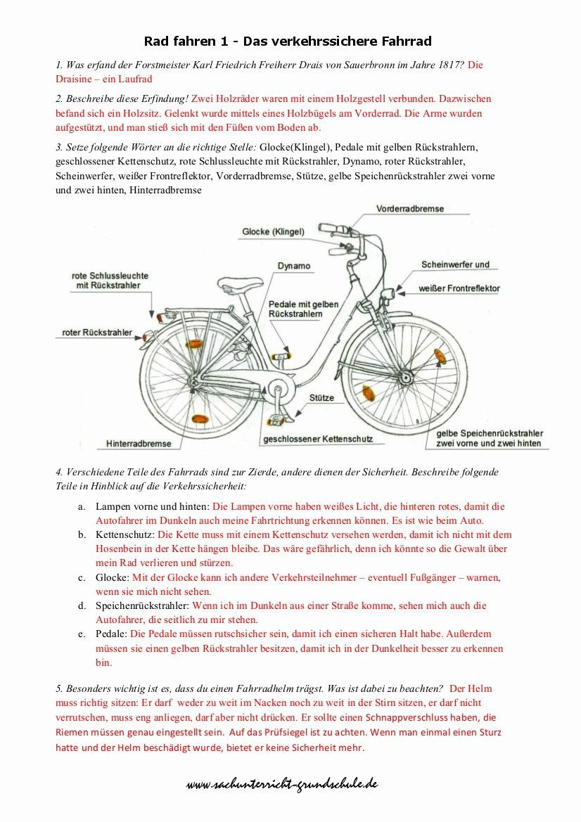 Verkehrssicheres Fahrrad Arbeitsblatt Handschrift über Verkehrserziehung Grundschule Arbeitsblätter