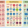 Verkehrszeichen Für Fußgänger Und Zweiradfahrer Lehrtafel ganzes Verkehrsschilder Lernen Grundschule