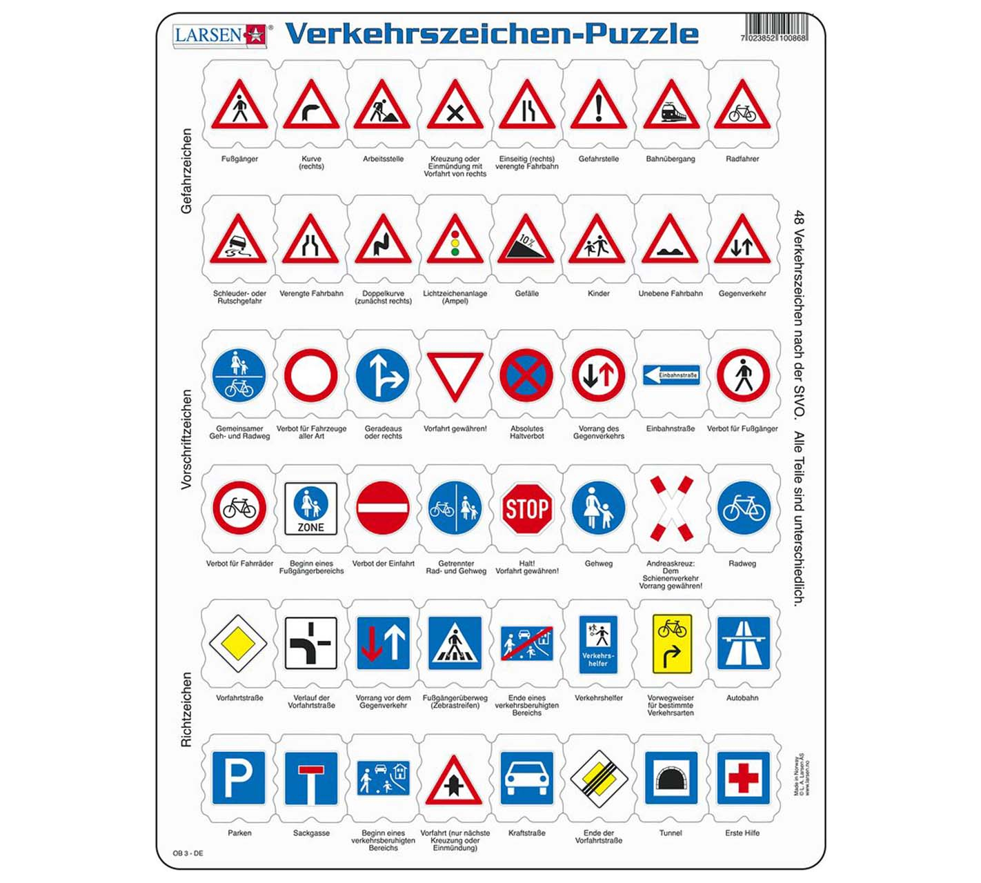 Verkehrszeichen-Puzzle innen Verkehrsschilder Lernen Grundschule