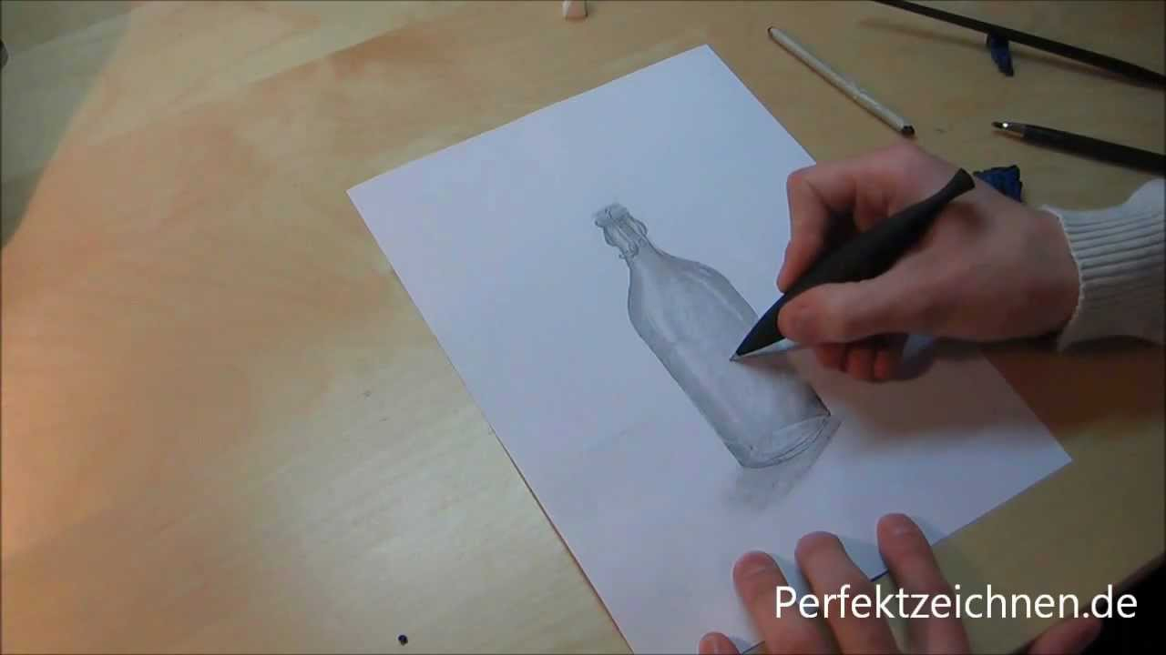 Vorsicht Glas ! Perfekt Zeichnen Lernen: Flasche Zeichnen [Lektion 11] bei Perfekt Zeichnen