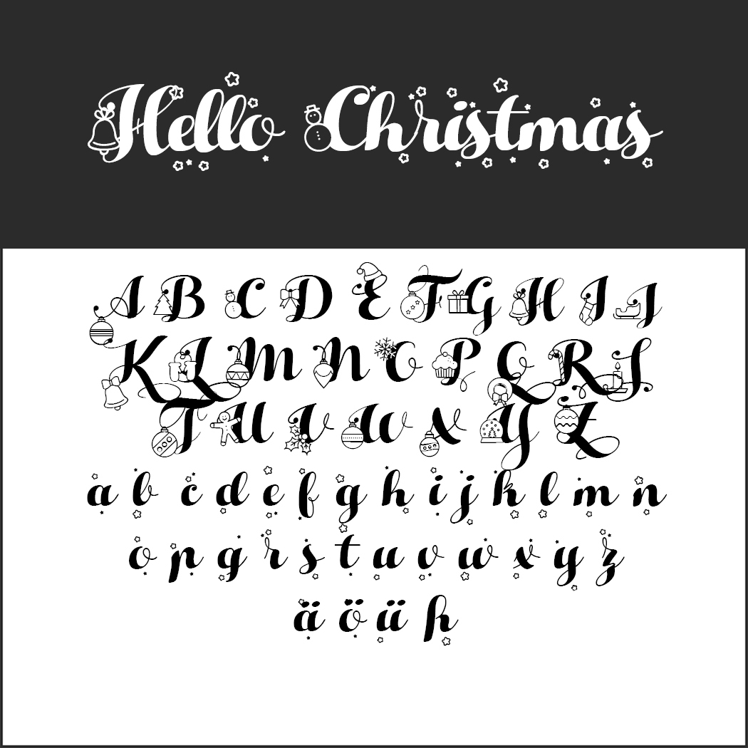 Weihnachtliche Schriftarten Für Ihre Weihnachtsgrüße ganzes Buchstaben Verschnörkelt