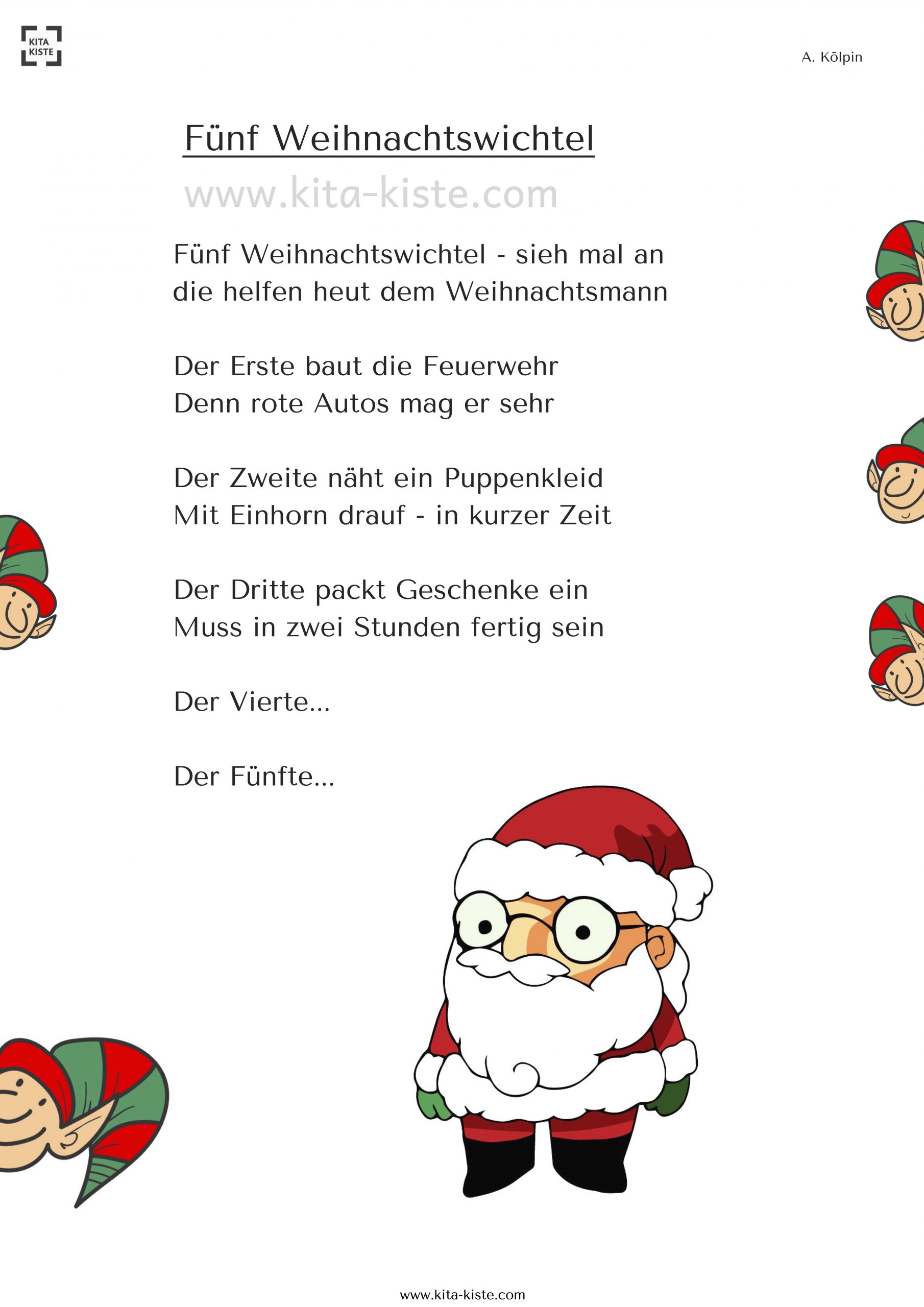Weihnachts-Gedicht - Wie Helfen Die Wichtel Dem in Gedichte Zum Advent Für Kindergartenkinder