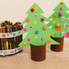 Weihnachtsbäume Aus Toilettenpapierrollen - Basteln Mit für Weihnachtsdeko Basteln Kinder