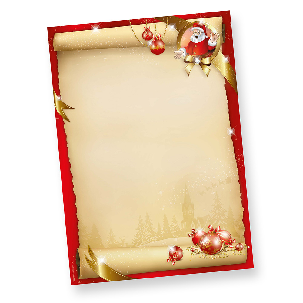 Weihnachtsbriefpapier Santa 100 Blatt Briefpapier bei Weihnachtsbriefpapier Kostenlos