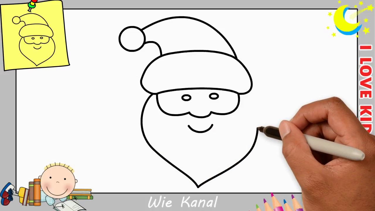 Weihnachtsmann Zeichnen Lernen Einfach Schritt Für Schritt 3 - Weihnachten für Weihnachtsmann Malen