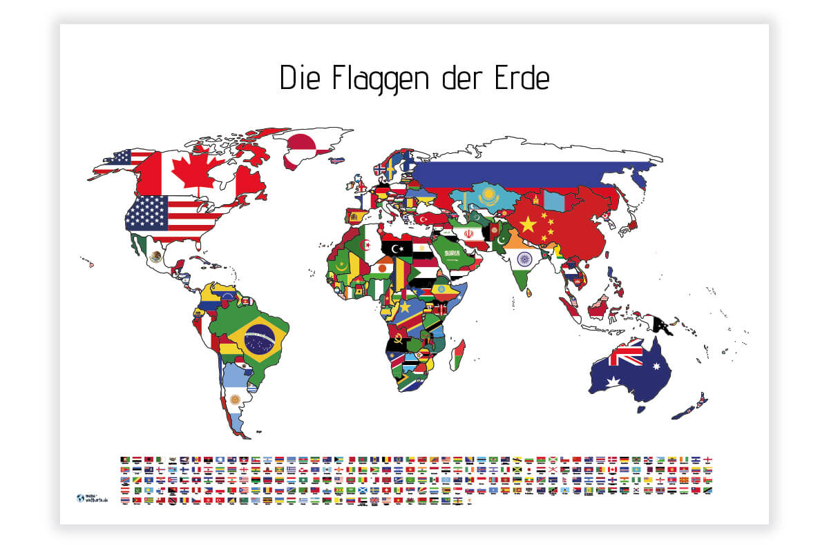 Weltkarte Flaggen Bunt &quot;flaggen Der Erde&quot; verwandt mit Weltkarte Mit Flaggen