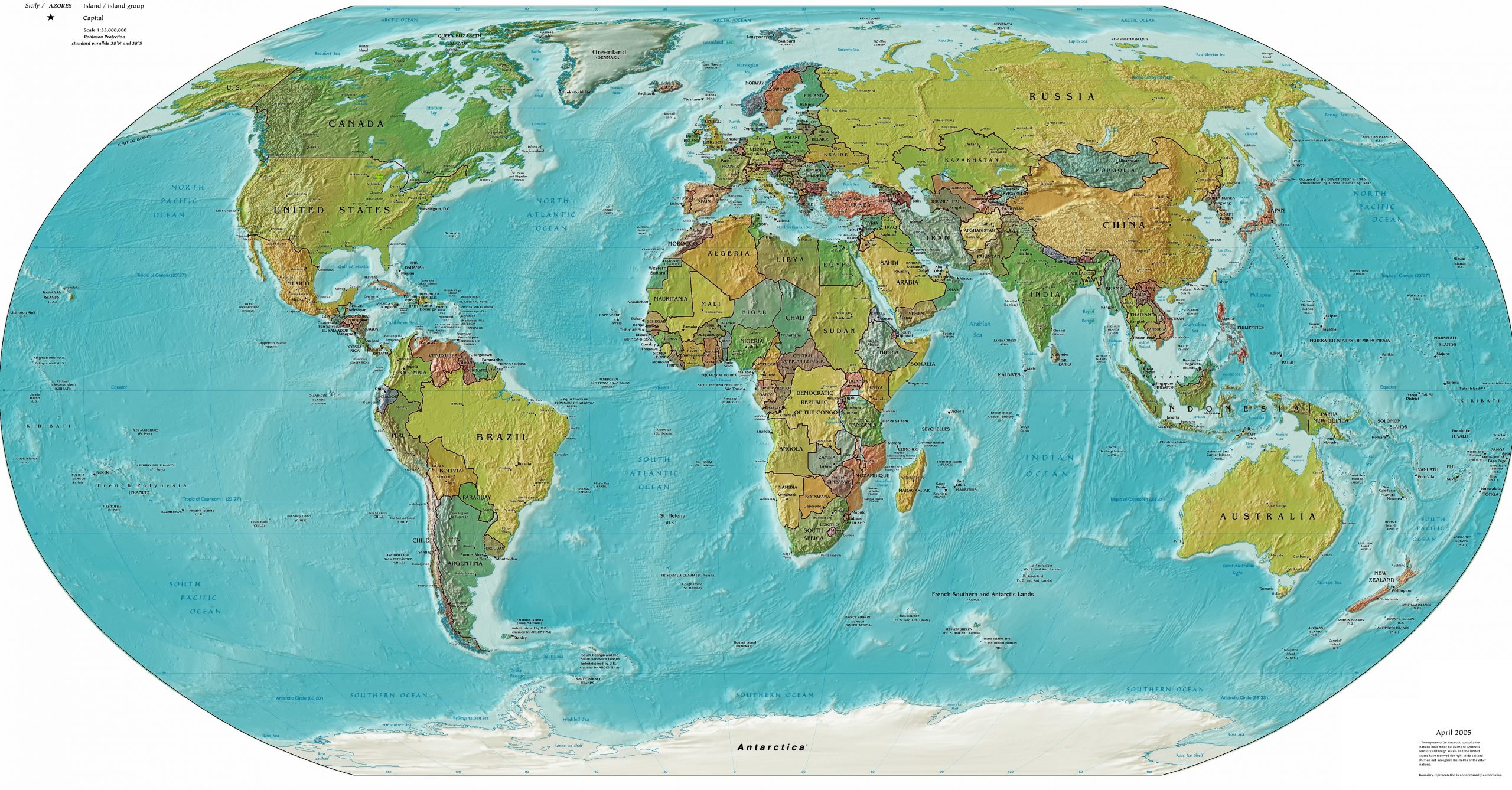 Weltkarte – Wikipedia innen Weltkarte Länder Beschriftet Deutsch