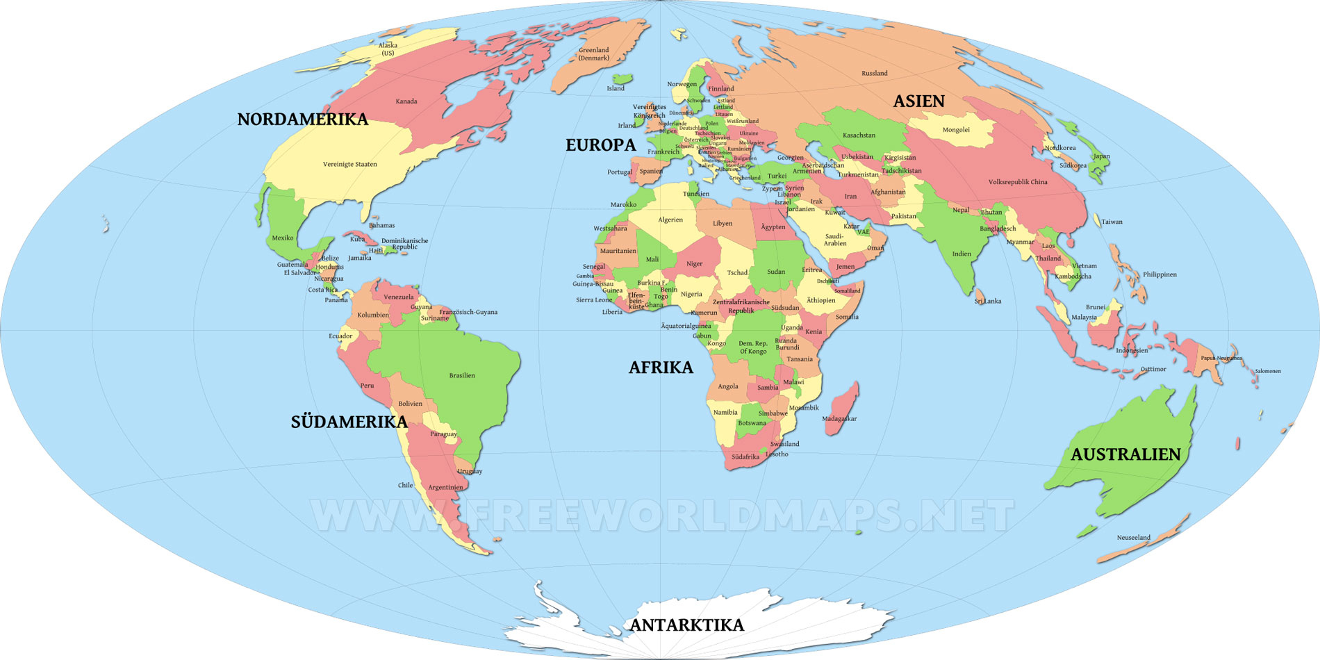 Weltkarten Kostenlos - Freeworldmaps innen Weltkarte Kontinente Länder