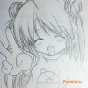 Wie Gl?cklich Anime Das M?dchen Vom Einfachen Bleistift Zu bestimmt für Anime Zeichnungen Mit Bleistift