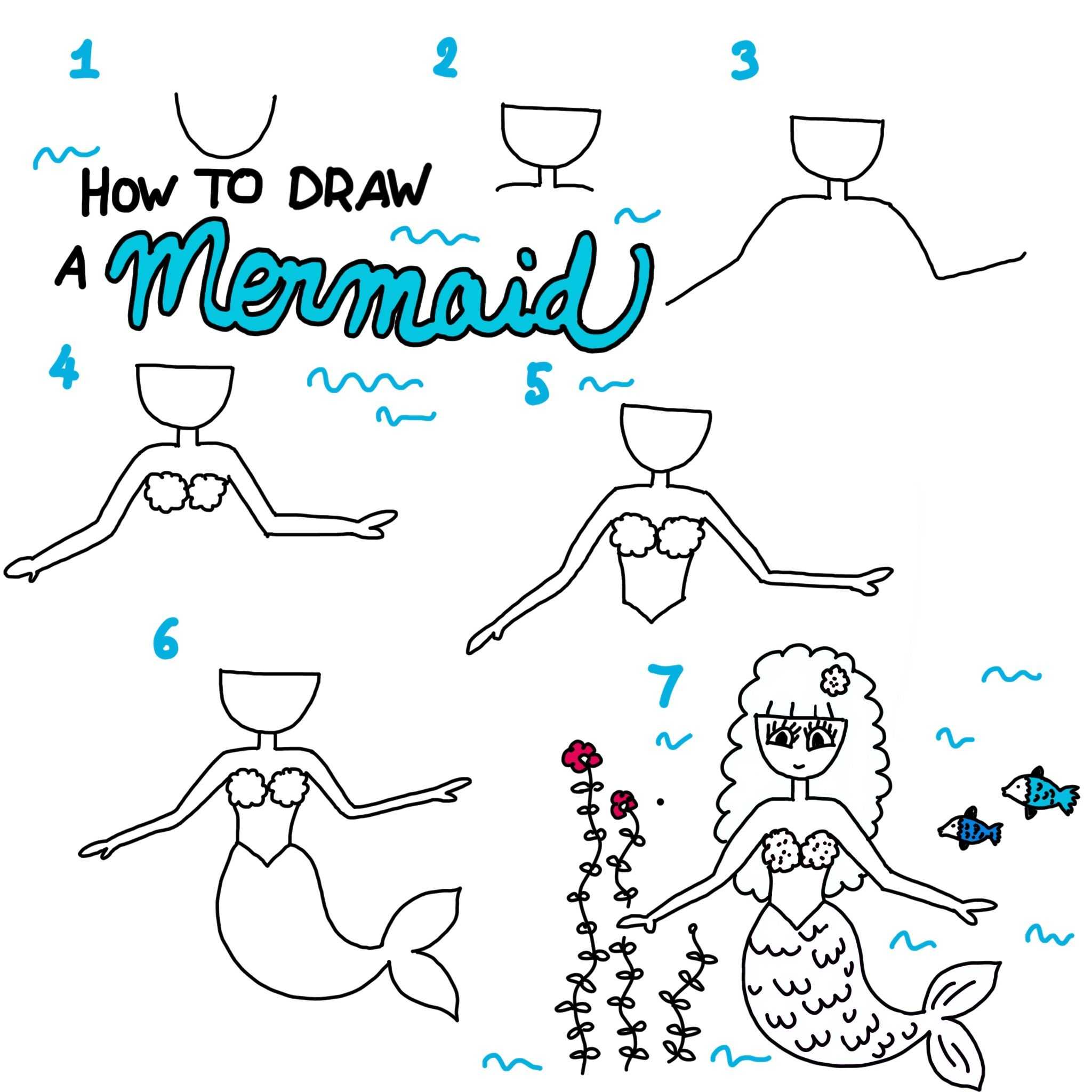 Wie Man Eine Einfache Meerjungfrau Zeichnen Kann bei Meerjungfrau Malen