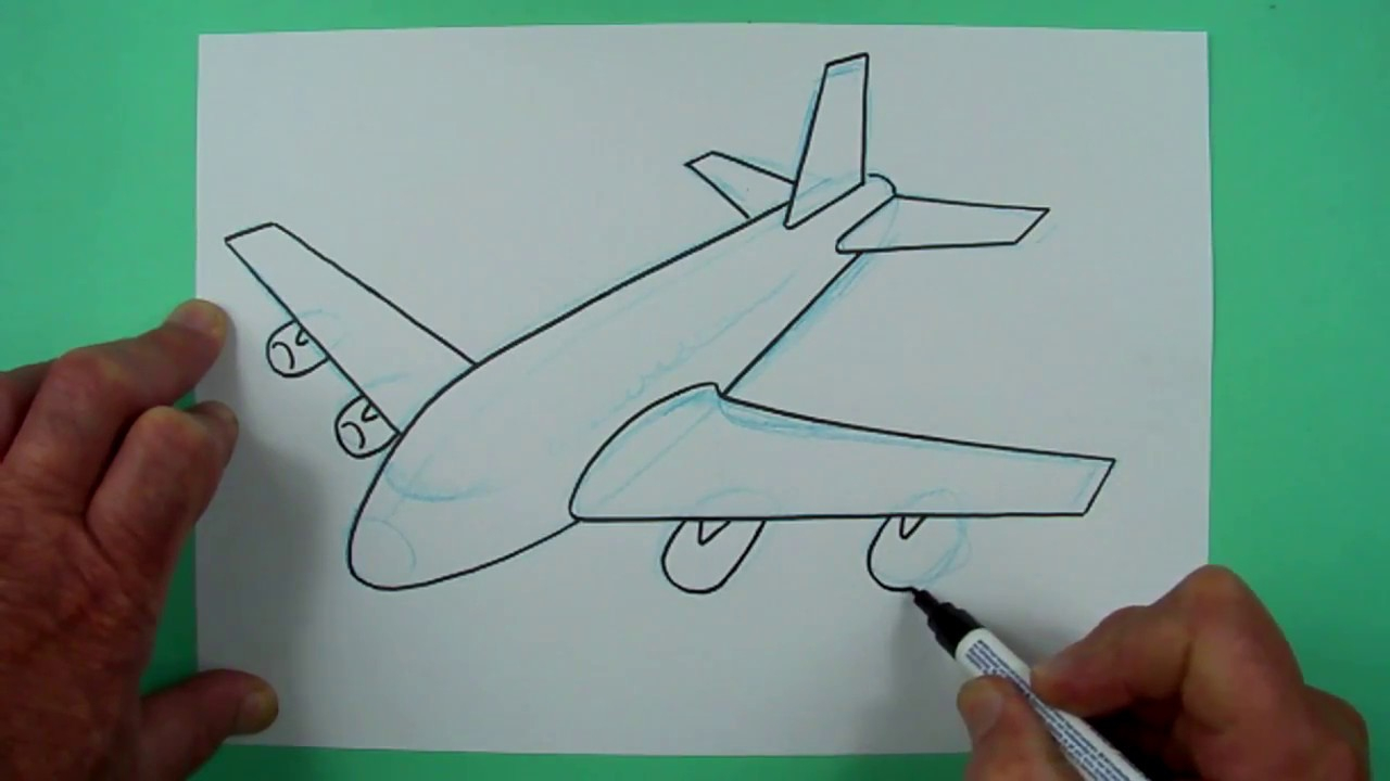 Wie Zeichnet Man Ein Flugzeug? Zeichnen Für Kinder mit Ausmalbild Düsenjet