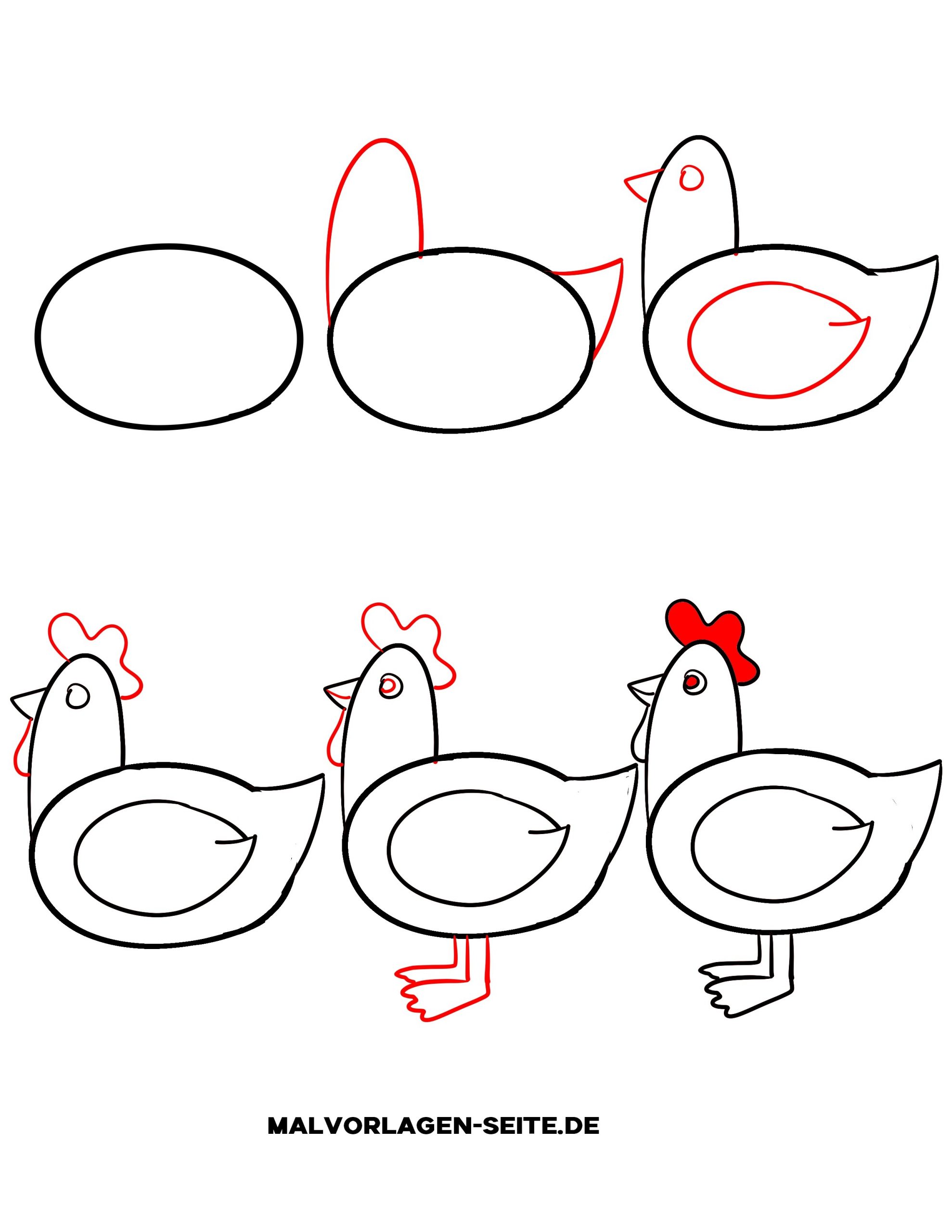 Wie Zeichnet Man Ein Huhn - Ausmalbilder Kostenlos Herunterladen über Malen Für Kleinkinder