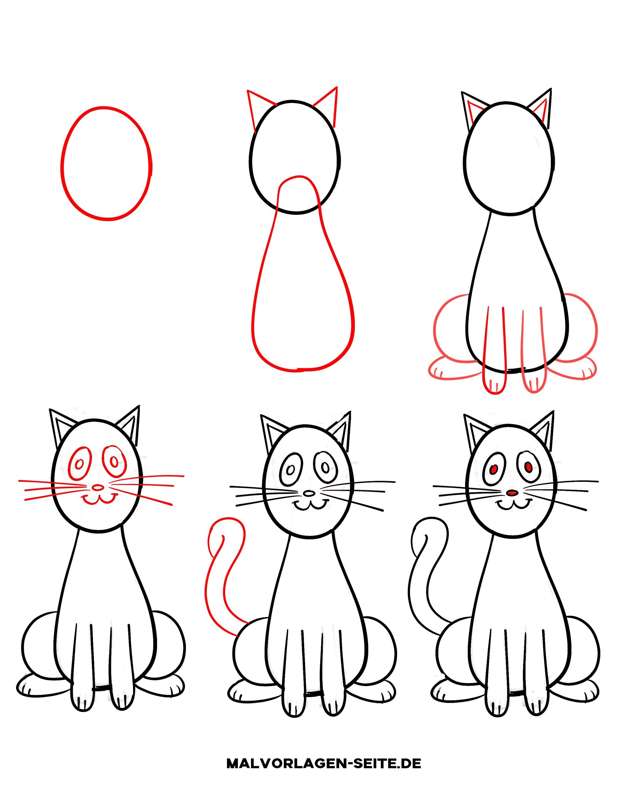 Wie Zeichnet Man Eine Katze - Ausmalbilder Kostenlos ganzes Katze Malen Einfach