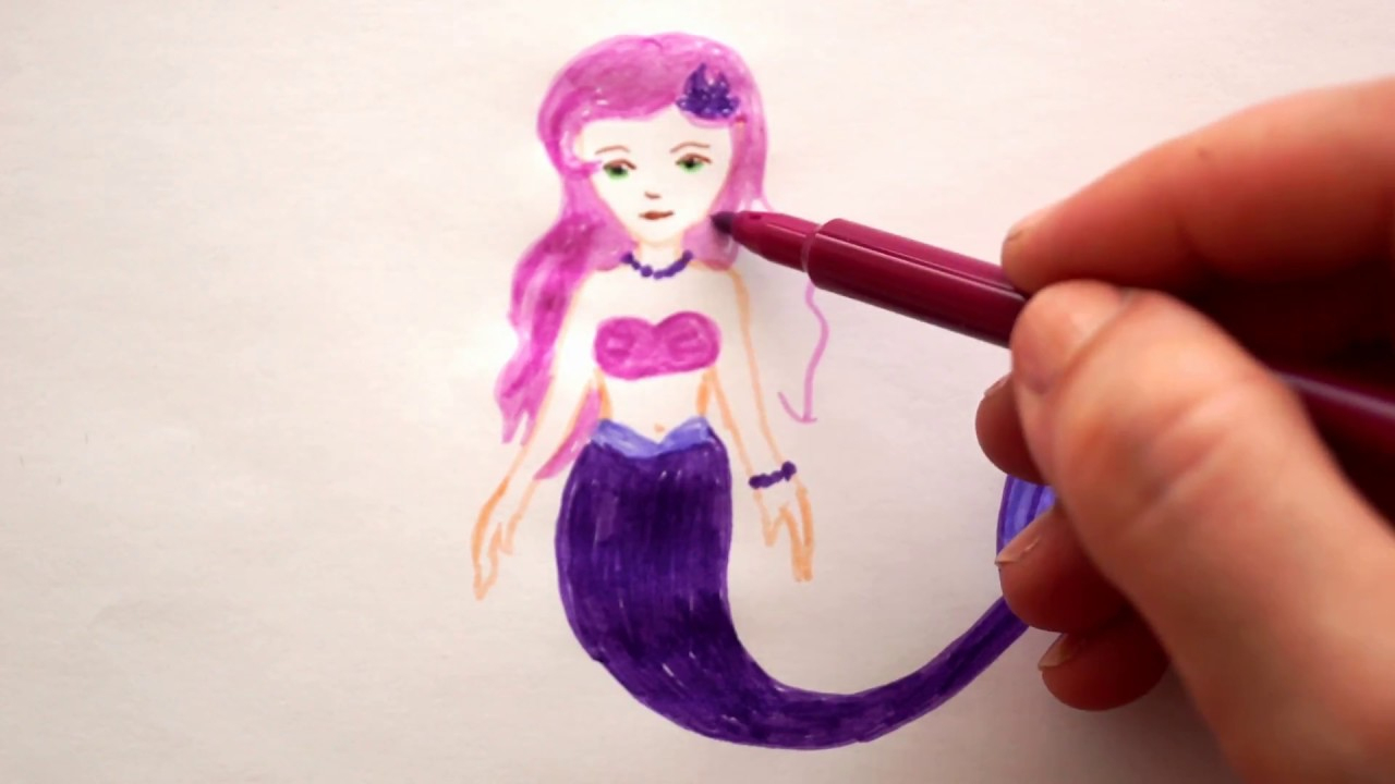Wie Zeichnet Man Eine Meerjungfrau - How To Draw A Mermaid - Как Нарисовать  Русалку für Meerjungfrau Malen