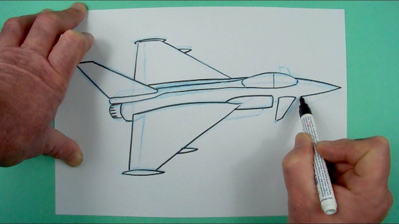Wie Zeichnet Man Einen Kampfjet ? Zeichnen Für Kinder mit Ausmalbild Düsenjet