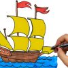 Wie Zeichnet Man Schiff | Ausmalen Kinder | Kindervideos | Malen Und  Zeichnen Für Kinder innen Schiff Malen