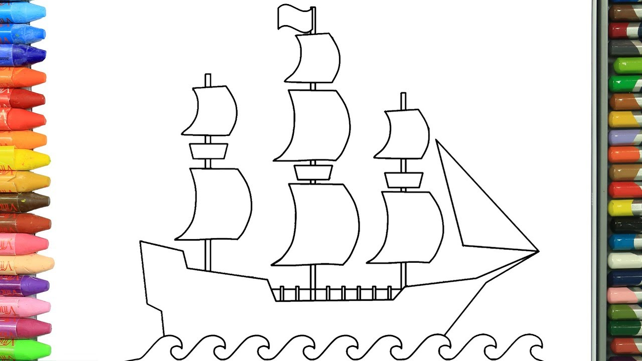 Wie Zeichnet Man Schiff | Zeichnen Und Ausmalen Für Kinder ganzes Schiff Zum Ausmalen